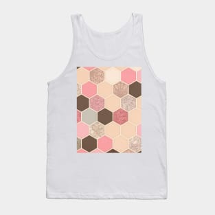 Caramel, Cocoa, Strawberry & Cream Hexagon & Doodle Pattern Tank Top